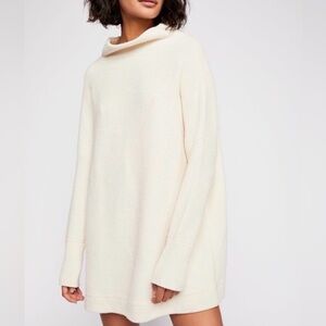 Free People Ottoman Tunic Sweater Turtleneck Mock Neck Off White Ivory XS NWOT